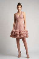 Rochie din tulle cu volane suprapuse