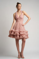 Rochie din tulle cu volane suprapuse