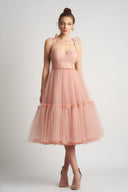 Rochie din tulle cu bretele fundă