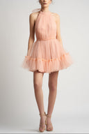 Tulle mini dress with open back