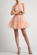 Tulle mini dress with open back