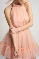 Tulle mini dress with open back