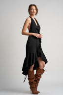 Rochie midi petrecuta cu volane