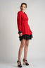 Rochie sacou cu volane din matase cu cordon