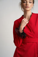 Rochie sacou cu volane din matase si cordon in talie