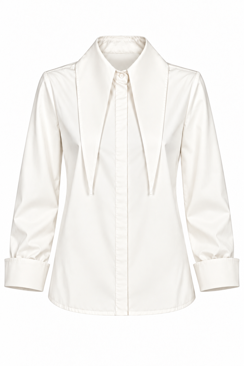 Camasa ivory cu guler oversized si mansete intoarse