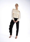 Pantaloni conici cu volan asimetric