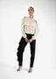 Pantaloni conici cu volan asimetric
