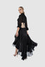 Fusta asimetrica din matase cu volane