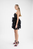 Rochie neagra mini cu volane
