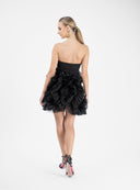 Rochie neagra mini cu volane
