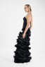 Rochie eleganta cu corset si fusta din volane suprapuse