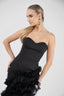 Rochie eleganta cu corset si fusta din volane suprapuse