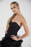 Rochie couture asimetrica din matase cu volane dramatice