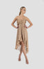 Rochie matase midi asimetrica cu bust fronsat tip fluture