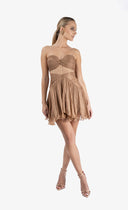 Rochie mini cu bust fronsat si talie accentuata