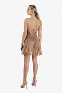 Rochie mini cu bust fronsat si talie accentuata