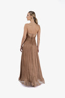 Rochie lunga din matase peliculizata si dantela Chantilly