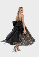 Rochie midi cu funda detasabila din organza