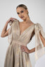 Rochie lunga din matase peliculizata cu decolteu adanc