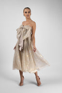 Rochie din matase peliculizata cu funda oversized