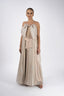 Rochie lunga din matase peliculizata cu funda oversized