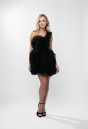 Rochie mini cu volane sculpturale