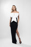 Rochie lunga cu funda maxi si slit lateral