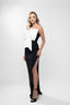 Rochie lunga cu funda maxi si slit lateral