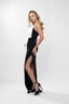 Rochie lunga cu funda maxi si slit lateral