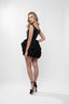 Rochie mini neagra cu floare alba