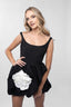 Rochie mini neagra cu floare alba