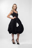 Rochie midi neagra cu floare alba aplicata