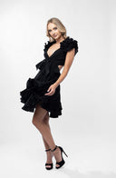 Rochie cu decupaje si volane Dark Black