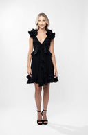 Rochie cu decupaje si volane Dark Black