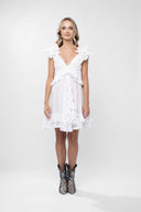 Rochie cu decupaje si volane White