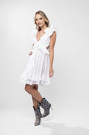 Rochie cu decupaje si volane White