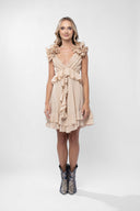Rochie cu decupaje si volane Beige Light