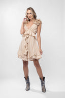 Rochie cu decupaje si volane Beige Light