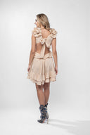 Rochie cu decupaje si volane Beige Light