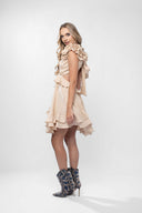 Rochie cu decupaje si volane Beige Light