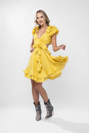 Rochie cu decupaje si volane Yellow