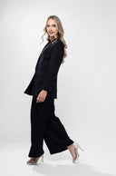 Costum din in cu pantalon si sacou lejer Black