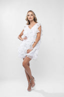 Rochie scurta cu volane si spate decupat White