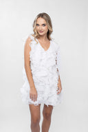 Rochie scurta cu volane si spate decupat White