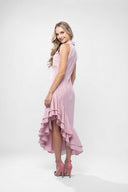 Rochie camasa cu volane asimetrice Pink