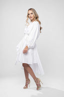 Rochie camasa cu maneci ample si cordon in talie