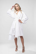 Rochie camasa cu maneci ample si cordon in talie