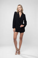 Costum sacou lejer din in peliculizat cu pantaloni scurti Black