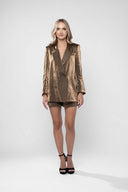 Costum sacou lejer din in peliculizat cu pantaloni scurti Dark Gold